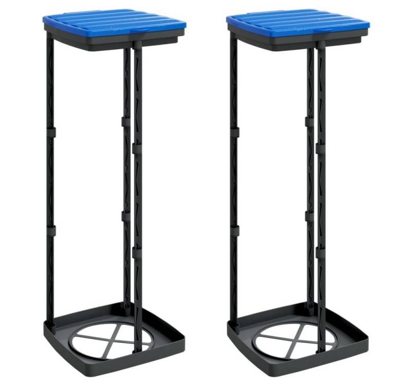 vidaXL Mülleimer Müllsackständer 2 Stk Schwarz und Blau 120L Kunststoff Abfalleimer Mül von vidaXL