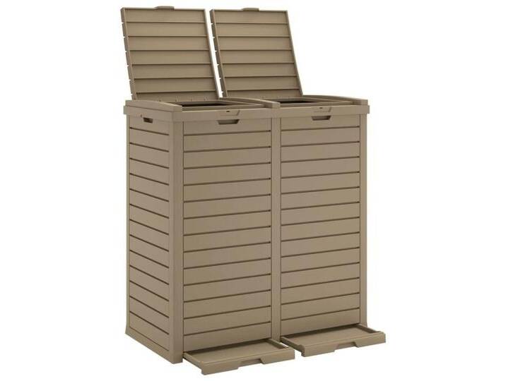 vidaXL Mülleimer Outdoor-Mülltonne Hellbraun 78x41x86 cm Polypropylen, braun, Hellbraun von vidaXL
