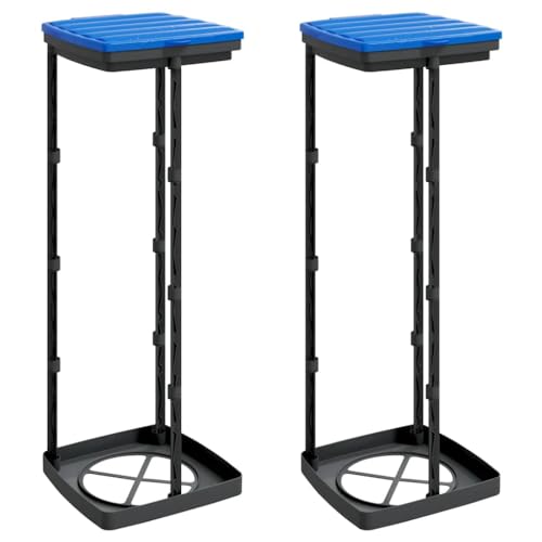 vidaXL Müllsackständer 2 STK., Müllsackhalter mit Deckel, Mülltütenhalter für Küche Garten Garage, Müllbeutelhalter Müllbeutelständer, Schwarz Blau PP vidaXL Müllsackständer 2 STK., Müllsackhalter mit Deckel, Mülltütenhalter für Küche Garten Garage, Müllbeutelhalter Müllbeutelständer, Schwarz Blau PP von vidaXL