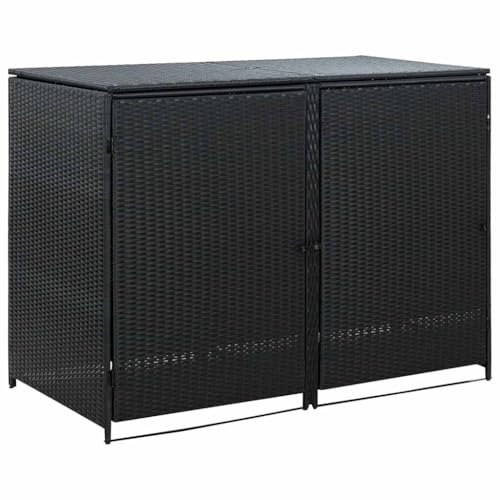 vidaXL Mülltonnenbox 2er Poly Rattan Gerätebox Müllbox Mülltonnenverkleidung von vidaXL