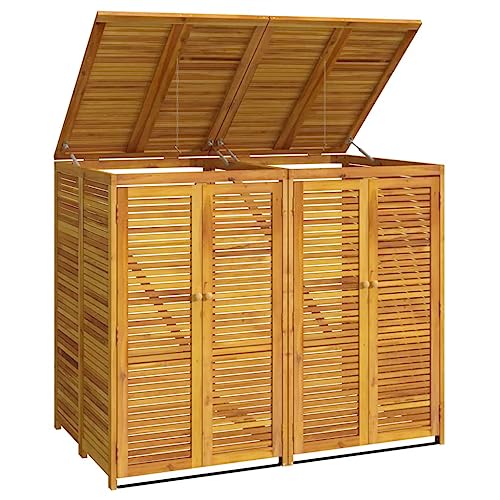 vidaXL Mülltonnenbox, Mülltonnenverkleidung für 2 Tonnen, Mülltonnenschrank mit Verriegelungen, Mülltonnenschutz Müllhaus Müllbox, Massivholz Akazie vidaXL Mülltonnenbox, Mülltonnenverkleidung für 2 Tonnen, Mülltonnenschrank mit Verriegelungen, Mülltonnenschutz Müllhaus Müllbox, Massivholz Akazie von vidaXL
