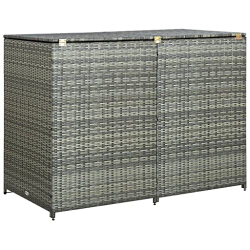 vidaXL Mülltonnenbox für 2 Tonnen Mülltonne Müllbox Mülltonnenverkleidung Doppelbox Müllcontainer Gerätebox Poly Rattan Anthrazit 148x77x111cm von vidaXL