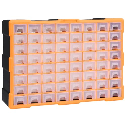 vidaXL Multi-Schubladen Organizer mit 64 Schubladen Sortierkasten Sortimentskoffer Sortimentskasten Sortimentsbox Kleinteilemagazin 52x16x37,5cm von vidaXL