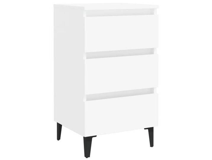 vidaXL Nachtkommode, Nachttisch mit Metallbeinen Weiß 40x35x69 cm von vidaXL