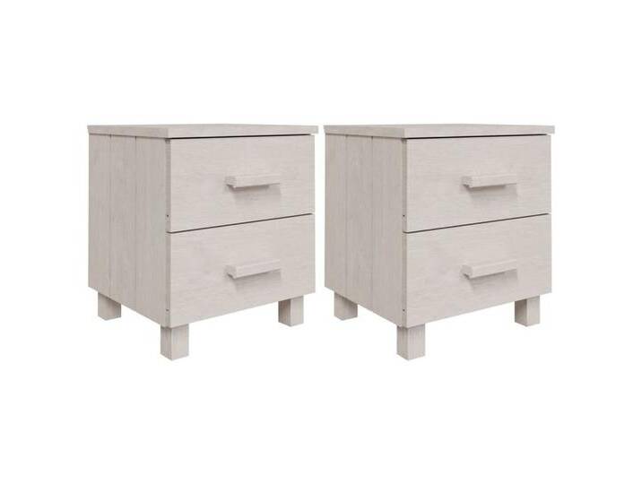 vidaXL Nachtkommode, Nachttische HAMAR 2 Stk. Weiß 40x35x44,5 cm Massivholz von vidaXL