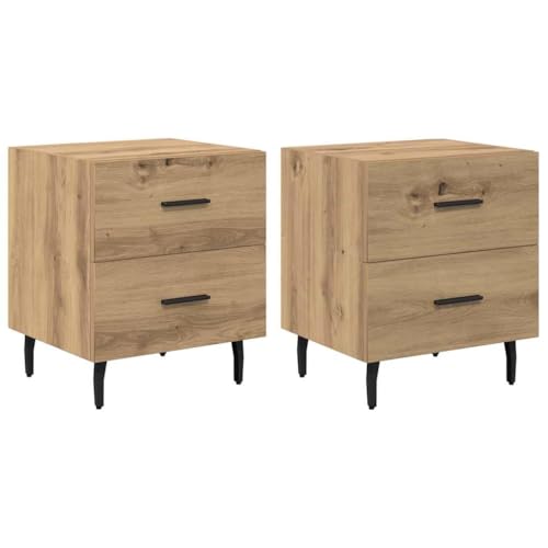 vidaXL Nachtschrank Artisan Eiche 2er Set – Holz und Metall – 40 x 35 x 47,5 cm – Braun – Modernes Design vidaXL Nachtschrank Artisan Eiche 2er Set – Holz und Metall – 40 x 35 x 47,5 cm – Braun – Modernes Design von vidaXL