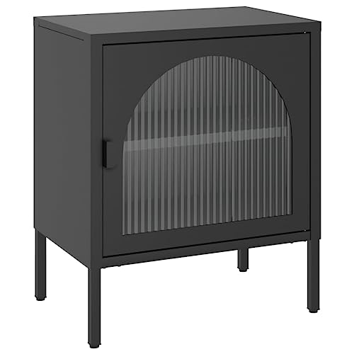 vidaXL Nachttisch, Beistelltisch für Schlafzimmer, Nachtkästchen mit viel Stauraum für Zeitschriften Bücher, Nachtschrank Nachtkommode, Schwarz Glas Stahl vidaXL Nachttisch, Beistelltisch für Schlafzimmer, Nachtkästchen mit viel Stauraum für Zeitschriften Bücher, Nachtschrank Nachtkommode, Schwarz Glas Stahl von vidaXL