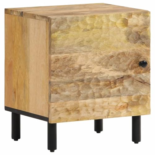 vidaXL Nachttisch, Nachtschrank für Schlafzimmer, Nachtkommode mit Eisenbeinen, Nachtkästchen Nachtkonsole Beistelltisch, Massivholz Mango von vidaXL