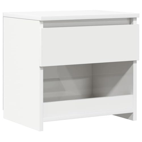 vidaXL Nachttisch 1 Schublade 1 Fach Nachtschrank Nachtkonsole Nachtkommode Schlafzimmer Schrank Kommode Hochglanz-Weiß 40x30x39cm Holzwerkstoff von vidaXL