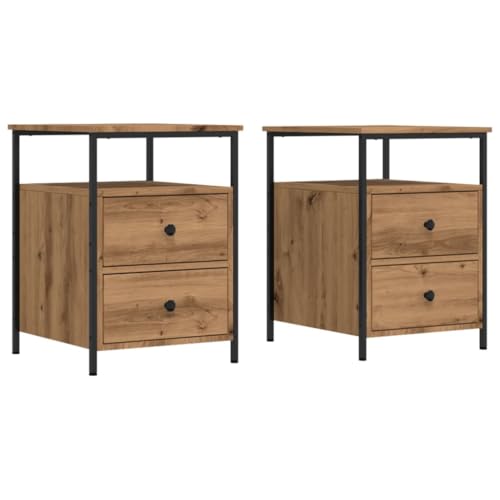 vidaXL Nachttisch 2 STK., Nachtschrank mit Stauraum, Nachtkommode für Schlafzimmer, Nachtkonsole Beistelltisch Metallbeine, Artisan-Eiche Holzwerkstoff vidaXL Nachttisch 2 STK., Nachtschrank mit Stauraum, Nachtkommode für Schlafzimmer, Nachtkonsole Beistelltisch Metallbeine, Artisan-Eiche Holzwerkstoff von vidaXL