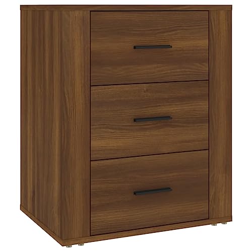 vidaXL Nachttisch 3 Schubladen Nachtschrank Nachtkonsole Nachtkommode Schlafzimmer Schrank Kommode Nachtkästchen Braun Eichen-Optik 50x36x60cm Holzwerkstoff von vidaXL