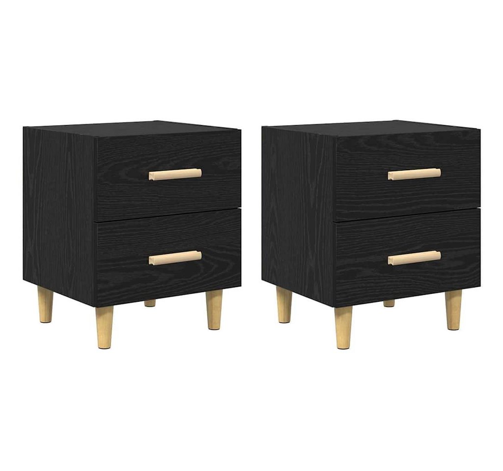 vidaXL Nachttisch Bettschrank 2 pcs Schwarz Eichen-Optik 40 x 35 x 47,5 cm (2-St) von vidaXL