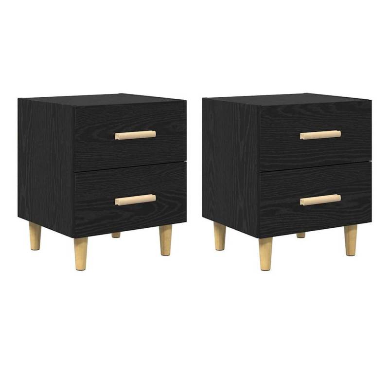 vidaXL Nachttisch Bettschrank 2 pcs Schwarz Eichen-Optik 40 x 35 x 47,5 cm (2-St) von vidaXL