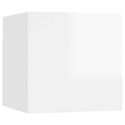 vidaXL Nachttisch Hängend Nachtschrank Nachtkonsole Nachtkommode Schlafzimmer Kommode Schrank Wandschrank Hochglanz-Weiß 30,5x30x30cm Holzwerkstoff von vidaXL