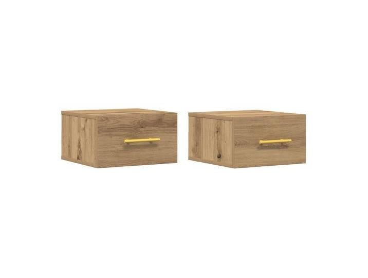 vidaXL Nachttisch Nachtschrank Nachttische 2er Set Wandmontiert Artisan Eiche 35x35x20 c, braun von vidaXL