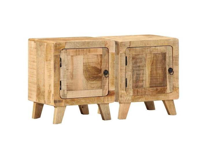vidaXL Nachttisch Nachttisch 2 Stk. 40x32x46 cm Raues Massivholz (2-St), braun von vidaXL