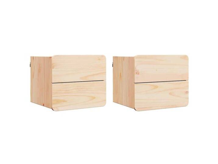 vidaXL Nachttisch Nachttisch 2 pcs Braun 39 x 34 x 33 cm Kiefer Massivholz (2-St), beige von vidaXL