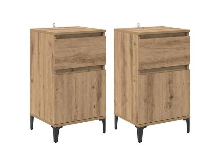 vidaXL Nachttisch Nachttisch 2 pcs Eiche handwerklich 40 x 35 x 70 cm (2-St) von vidaXL