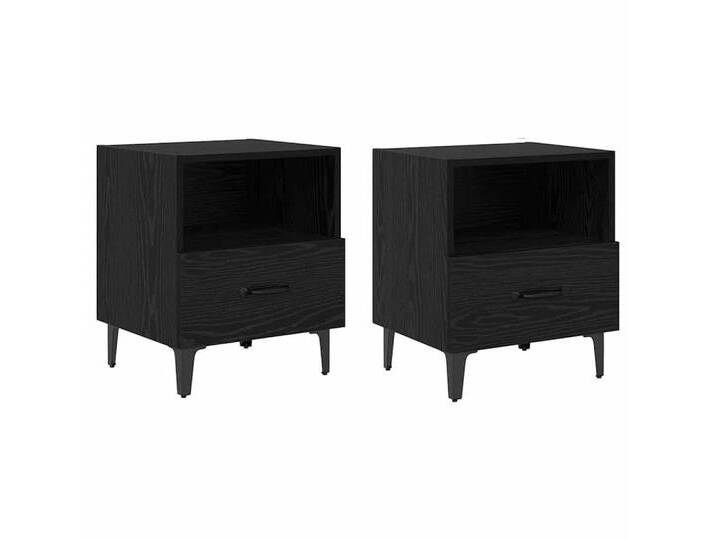vidaXL Nachttisch Nachttisch 2 pcs Schwarze Eiche 40 x 35 x 47,5 cm Holzwerkstoff (2-St), schwarz von vidaXL