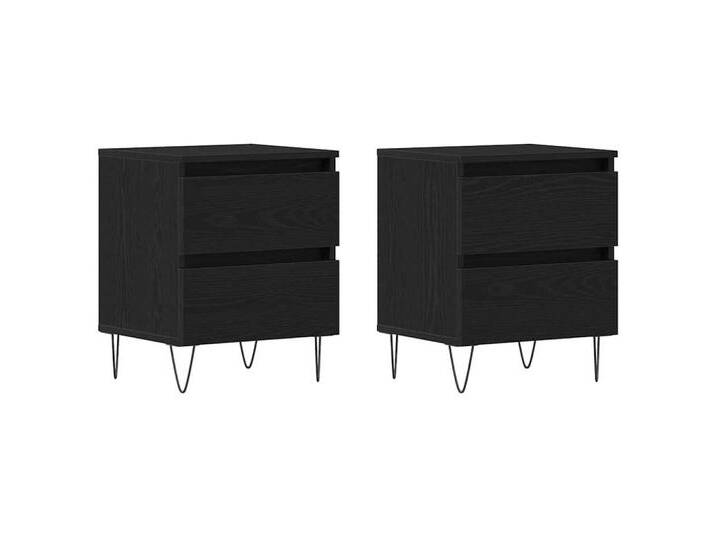 vidaXL Nachttisch Nachttisch 2 pcs Schwarze Eiche 40 x 35 x 50 cm Holzwerkstoff (2-St), schwarz von vidaXL