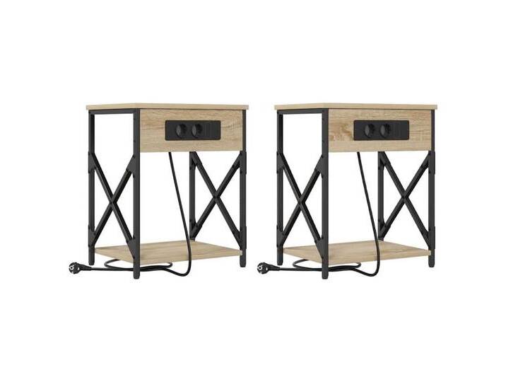 vidaXL Nachttisch Nachttisch 2 pcs Sonoma Eiche 41 x 31 x 51 cm Holzwerkstoff (2-St) von vidaXL