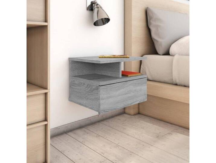 vidaXL Nachttisch Nachttisch 2Stk Hängend Grau Sonoma 40x31x27 cm Holz, grau von vidaXL