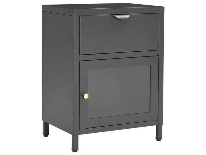 vidaXL Nachttisch Nachttisch Anthrazit 40x30x54,5 cm Stahl und Glas (1-St), Anthrazit von vidaXL