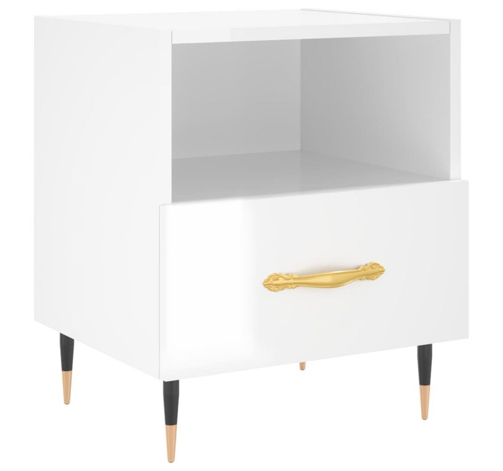 vidaXL Nachttisch Nachttisch Hochglanz-Weiß 40x35x47,5 cm Holzwerkstoff (1-St) von vidaXL
