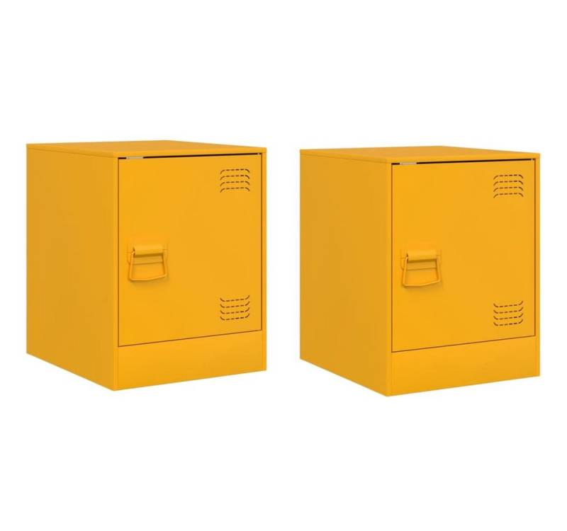 vidaXL Nachttisch Nachttisch Nachtschrank Beistellschrank Stahlschrank 2 Stk Senfgelb 34 von vidaXL