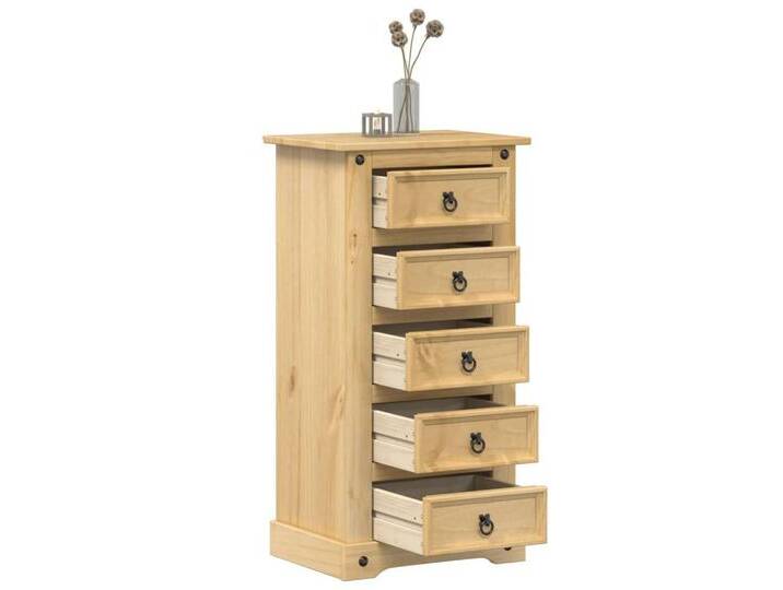 vidaXL Nachttisch Nachttisch Nachtschrank Beistelltisch Corona 53x39x103 cm Massivholz K, braun von vidaXL