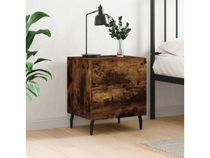 vidaXL Nachttisch Nachttisch Räuchereiche 40x35x47,5 cm Holz Nachtkonsole Nachtschrank, braun von vidaXL