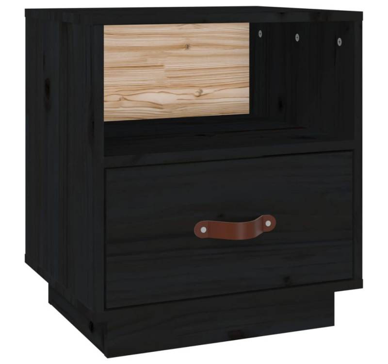 vidaXL Nachttisch Nachttisch Schwarz 40x34x45 cm Massivholz Kiefer (1-St) von vidaXL