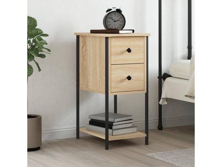 vidaXL Nachttisch Nachttisch Sonoma Eiche 32x42x70 cm Holz Nachtkonsole Nachtschrank, braun von vidaXL