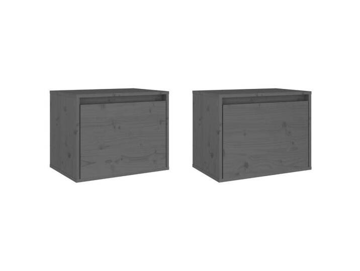 vidaXL Nachttisch Nachttisch Wandschränke 2 Stk Grau 45x30x35 cm Massivholz Kiefer Schrä, grau von vidaXL