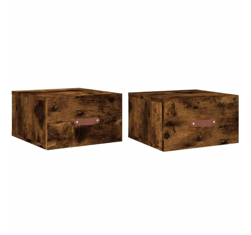 vidaXL Nachttisch Nachttisch hängend Nachtschrank Hängeschrank 2 Stk Räuchereiche 35x35x von vidaXL