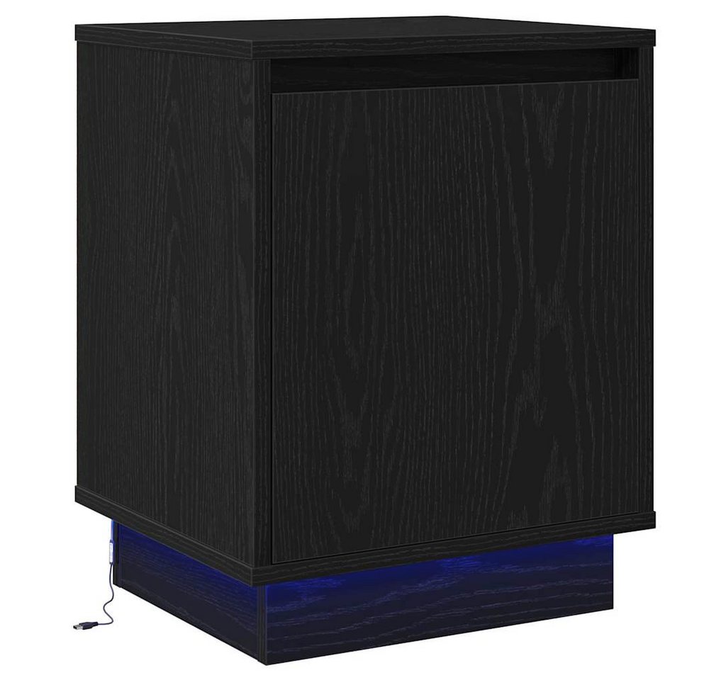 vidaXL Nachttisch Nachttisch mit LED-Leuchten Schwarz 39x34,5x50 cm (1-St) von vidaXL