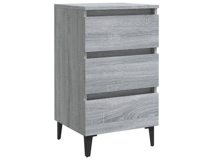 vidaXL Nachttisch Nachttisch mit Metallbeinen Grau Sonoma 40x35x69 cm, grau von vidaXL