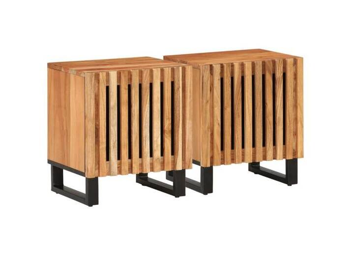vidaXL Nachttisch Nachttische 2 Stk 40x33x46 cm Massivholz Akazie, braun von vidaXL