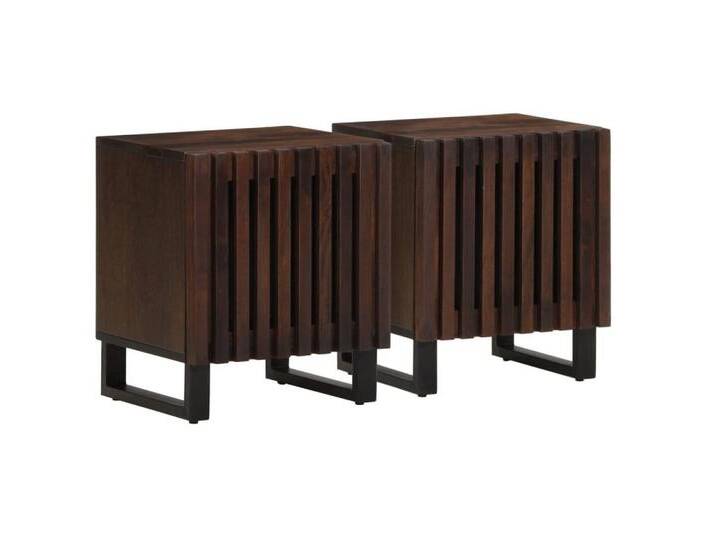 vidaXL Nachttisch Nachttische 2 Stk 40x33x46 cm Massivholz Mango, braun von vidaXL