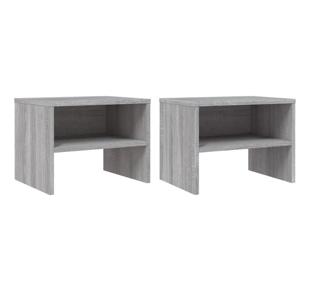 vidaXL Nachttisch Nachttische 2 Stk Grau Sonoma 40x30x30 cm Spanplatte Nachtkonsole Bett von vidaXL