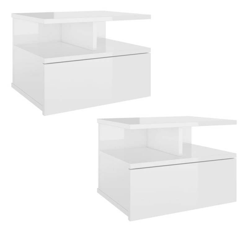 vidaXL Nachttisch Nachttische 2 Stk Hängend Hochglanz-Weiß 40x31x27cm Spanplatte von vidaXL