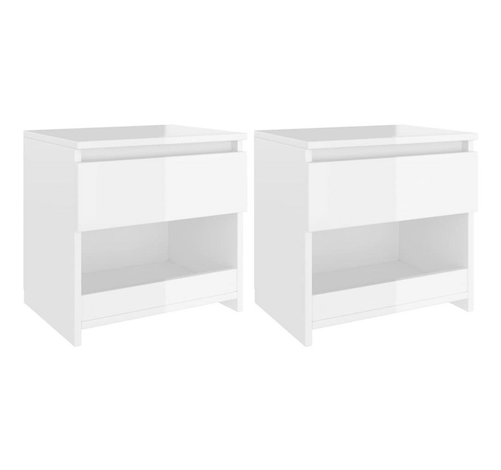 vidaXL Nachttisch Nachttische 2 Stk Hochglanz-Weiß 40x30x39 cm Spanplatte von vidaXL