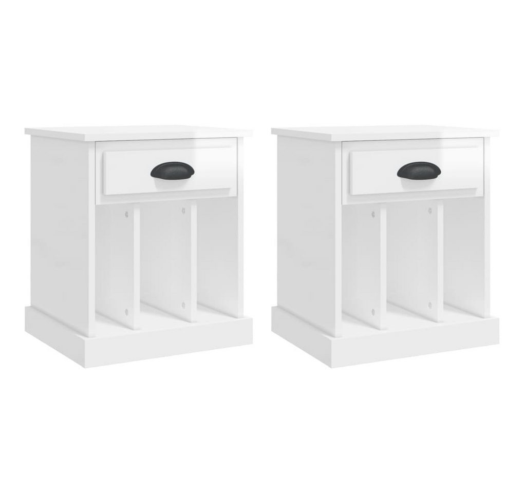 vidaXL Nachttisch Nachttische 2 Stk Hochglanz-Weiß 43x36x50 cm von vidaXL