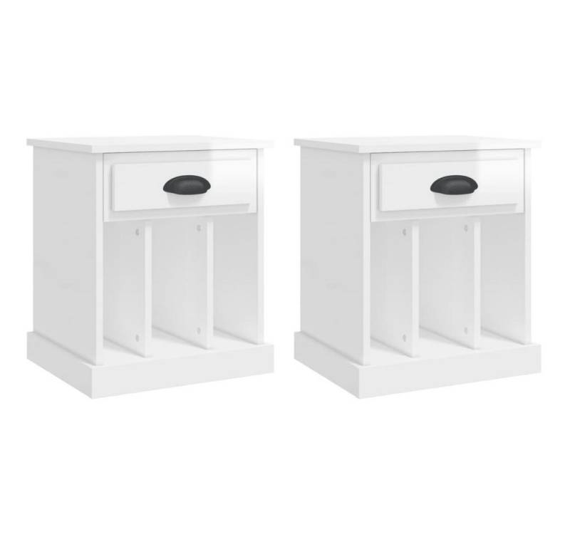vidaXL Nachttisch Nachttische 2 Stk Hochglanz-Weiß 43x36x50 cm von vidaXL