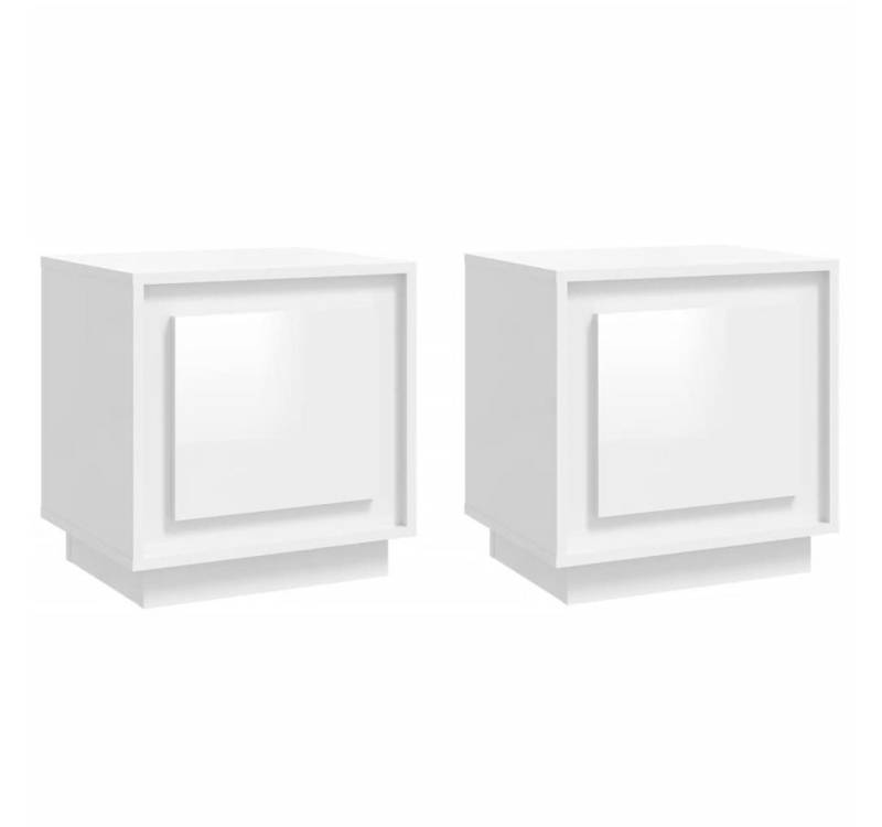 vidaXL Nachttisch Nachttische 2 Stk Hochglanz-Weiß 44x35x45 cm Holz von vidaXL