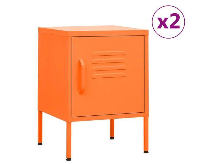 vidaXL Nachttisch Nachttische 2 Stk Orange 35x35x51 cm Stahl, orange von vidaXL