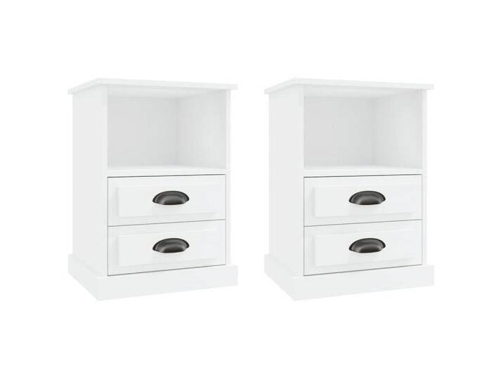 vidaXL Nachttisch Nachttische 2 Stk Weiß 43x36x60 cm Nachtkonsole Nachtschrank, weiß von vidaXL