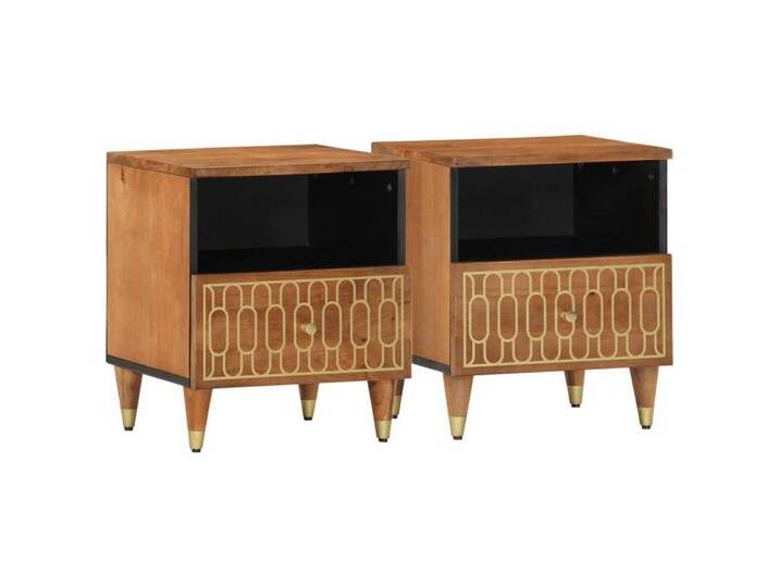 vidaXL Nachttisch Nachttische 2 Stk. 40x33x46 cm Massivholz (2-St), braun von vidaXL
