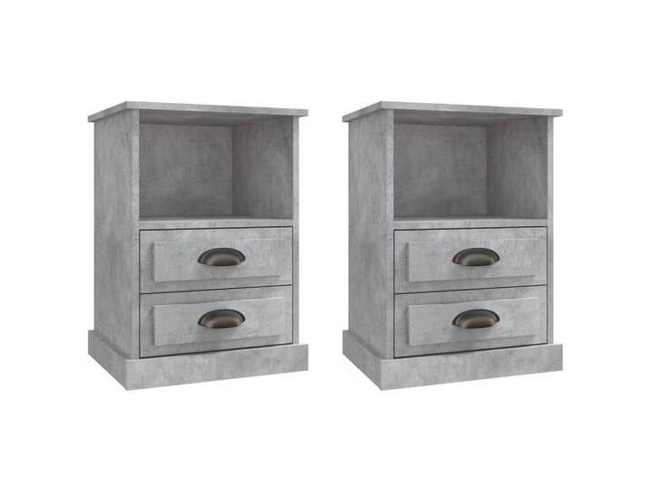 vidaXL Nachttisch Nachttische 2 Stk. Betongrau 43x36x60 cm (2-St), grau von vidaXL