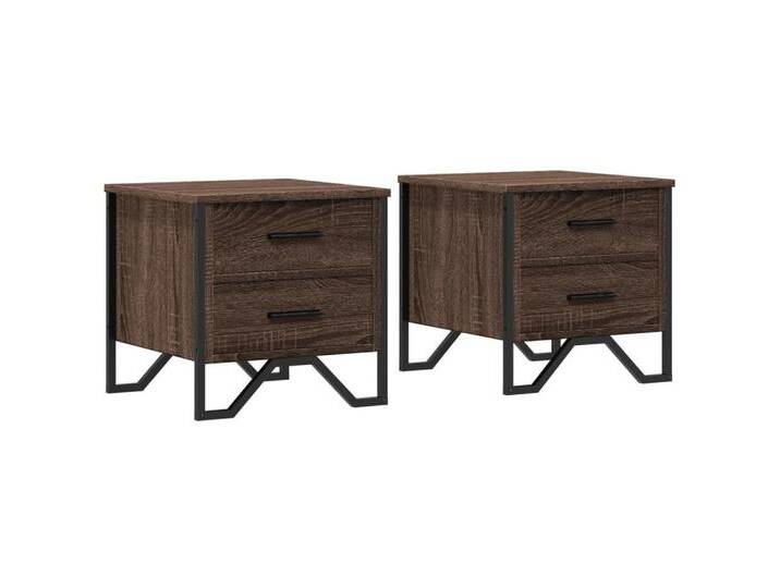 vidaXL Nachttisch Nachttische 2 Stk. Eichen-Optik 40x41x40 cm Holzwerkstoff (2-St), braun von vidaXL